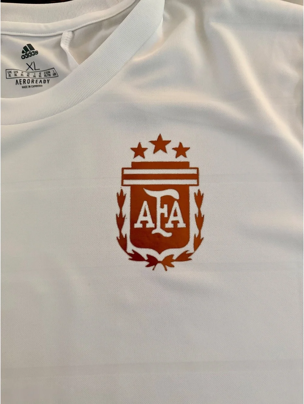 Messi Argentina Adidas White and Copper details Medium